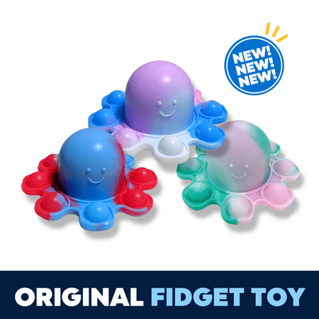 Reversible Octopus Pop Fidget Toy - 3 Pack, 2 Faces, Flip Push Bubble Fidget Toys, Happy + Angry | Show your mood without saying a word! Handheld Mini Popper Stress Relief Toys for Kids Adults