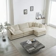 thumbnail image 1 of Modern Beige Chenille Oversized L-Shaped Sectional Sofa with Reversible Ottoman (220×80×75cm), 1 of 10