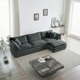 thumbnail image 1 of Comfy Oversized L Shaped Sectional Sofa with Reversible Ottoman in Gray Chenille for Living Room, 1 of 9