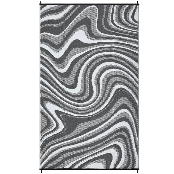 Reversible Outdoor Patio Rug – Waterproof Plastic Straw Mat with Rubber Backing for Camping, Deck, RV, Garden, Backyard