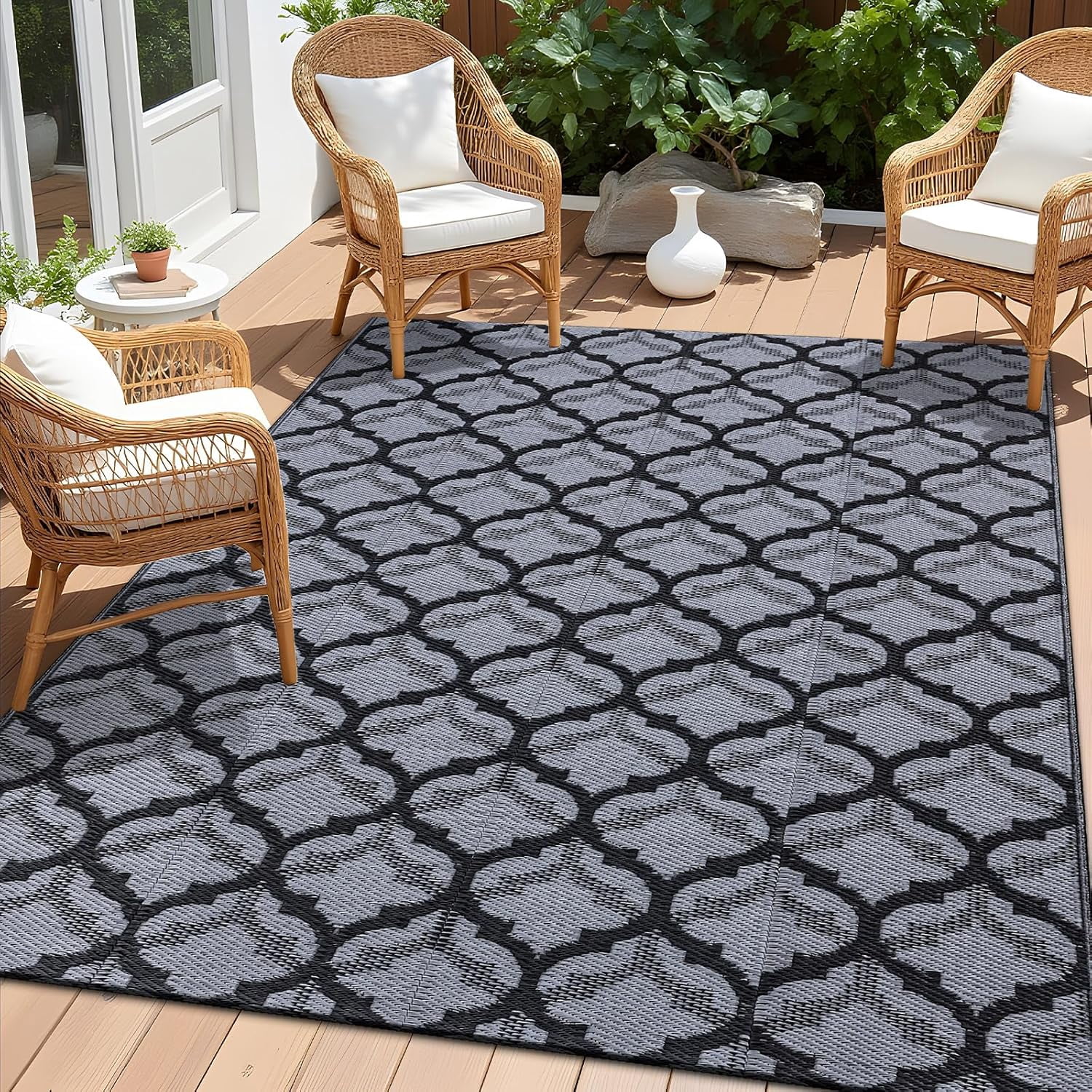 Outdoor Patterned Rug Reversible Outdoor Rug 5x8 ft Clearance, Waterproof Outdoor Plastic ...