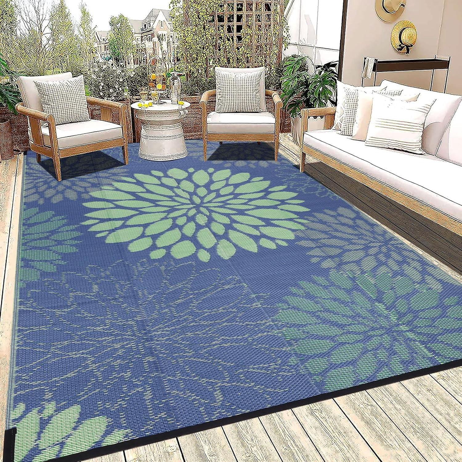 Portable Outdoor Rug Reversible Outdoor Rug 6x9Ft Waterproof Patio Rug Carpet Portable ...