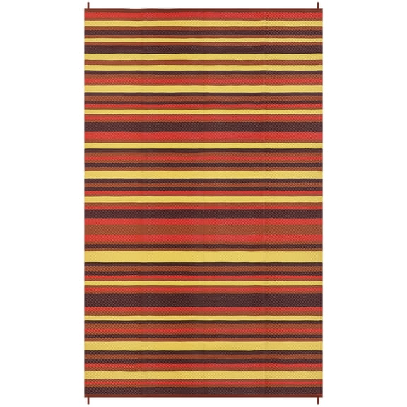 Reversible Outdoor Rug, Modern Geometric Striped Waterproof Washable Patio Mat for Deck Balcony Camping RV Navy