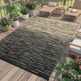 Reversible Outdoor Rug Waterproof Plastic Straw Patio Mat for RV Camping Deck Backyard