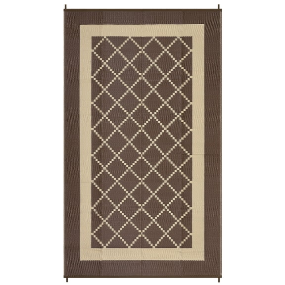 Reversible Outdoor Rug Waterproof Plastic Straw Patio Mat with Carry Bag Stakes