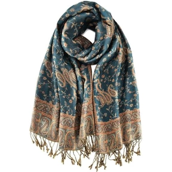 Reversible Paisley Pashmina Shawl Wraps for Women Soft Exotic Indian Rave Scarf for Evening Dress Festival Scarves