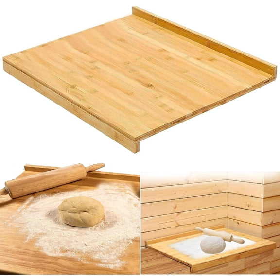 Reversible Pastry Board,19.68" x 16.14" Reversible Bamboo Pastry Board with Lip for Rolling Dough Wooden Cutting Baking Chopping Board Kneading Board for Counter Table Top Kitchen