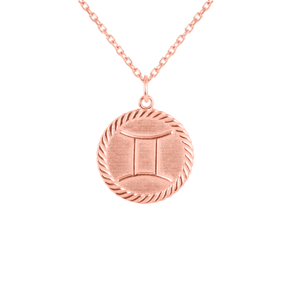 Reversible Pisces Zodiac Sign Charm Coin Pendant Necklace in Solid Gold (20 Inches)