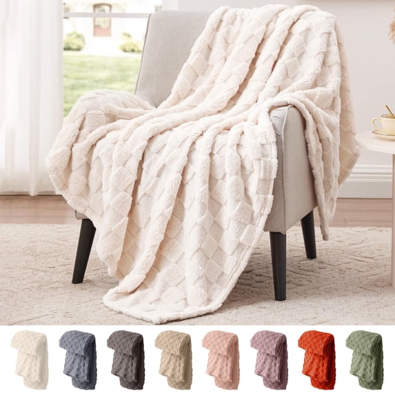 Reversible Polyester Throw Blanket Soft Breathable Washable Thermal Bed Throw for All Season Use
