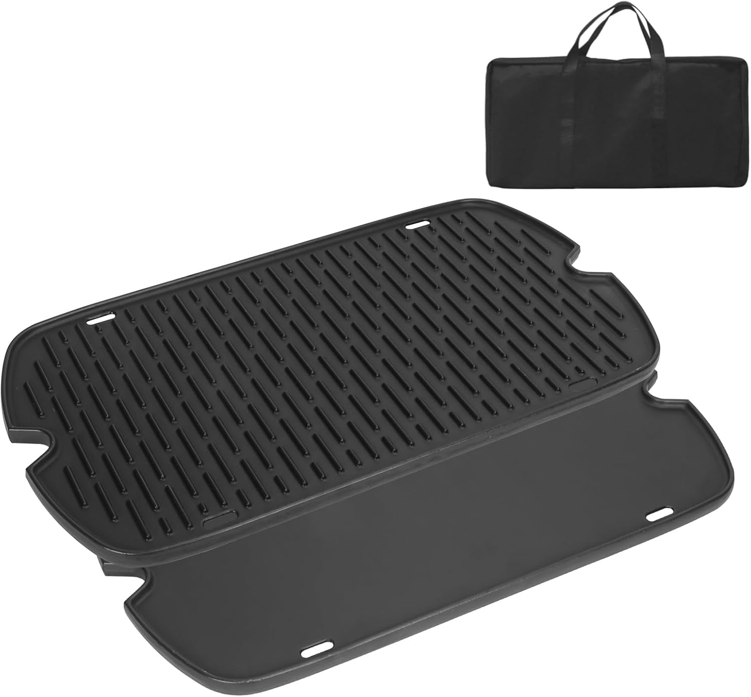 Reversible Pre-Seasoned Cast Iron Griddle, 15” x 12.8”, for Gas Stove, Charcoal, Electric, Propane, and Outdoor Grills