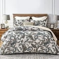 thumbnail image 1 of Reversible Printed Quilts Queen Size, Extra Soft Boho Paisley Floral Bedspreads for Bed Lightweight Full Queen Quilt Bedding Set Coverlets with 2 Pillow Shams for All Seasons, Bone Grey, 1 of 5