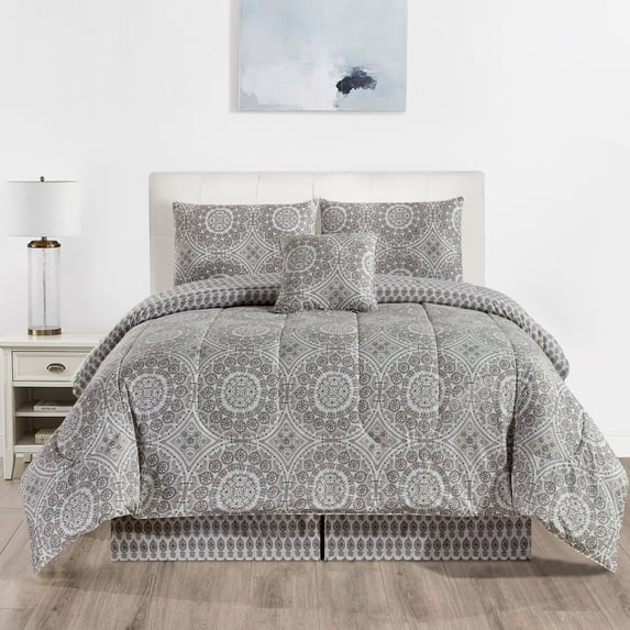 Reversible Queen Bed Comforter Sets 5 Pc Microfiber Down Alternative Comforter Queen Set