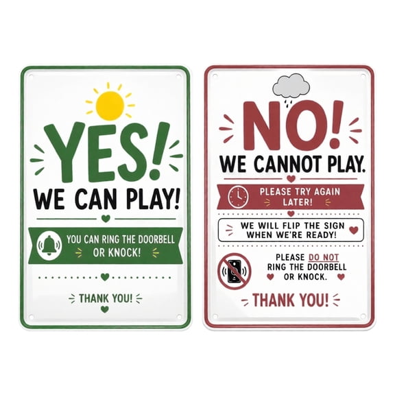Reversible Quiet Time Door Sign Double Sided Yes No We Can Play Front Porch Plaque Flip Board Prevent Knocking Doorbell Ringing Home Office Decor