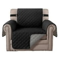 thumbnail image 1 of Reversible Quilted Sofa Cover, Water Resistant Slipcover Furniture Protector, Washable Couch Cover with Non Slip and Elastic Straps for Kids, Dogs, Pets (Black), 1 of 8