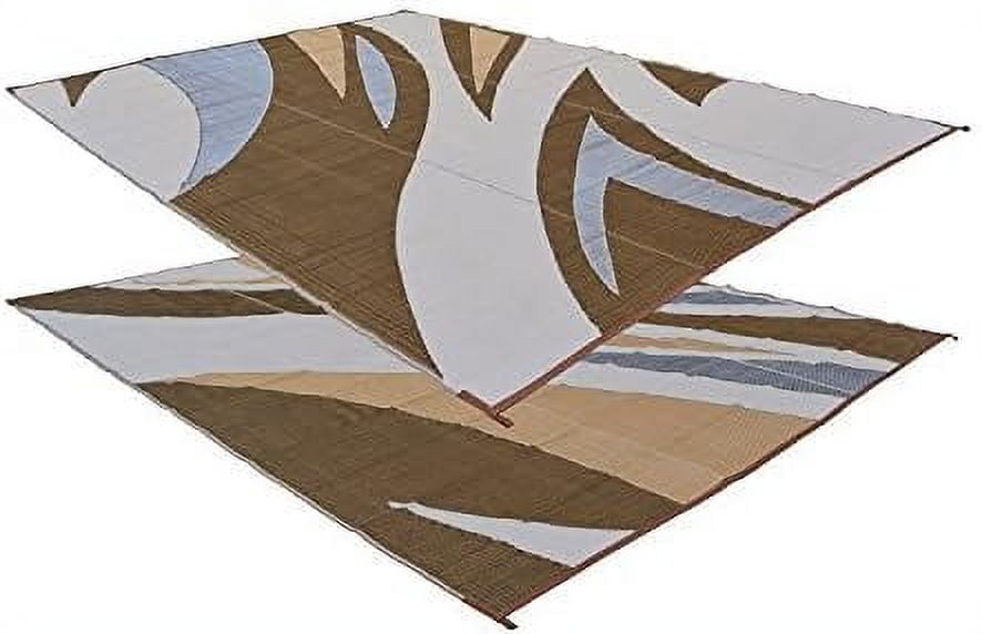 Reversible RV Outdoor Rug For Backyards, Beaches, Camping Grounds, Patios, And More, Storage Bag