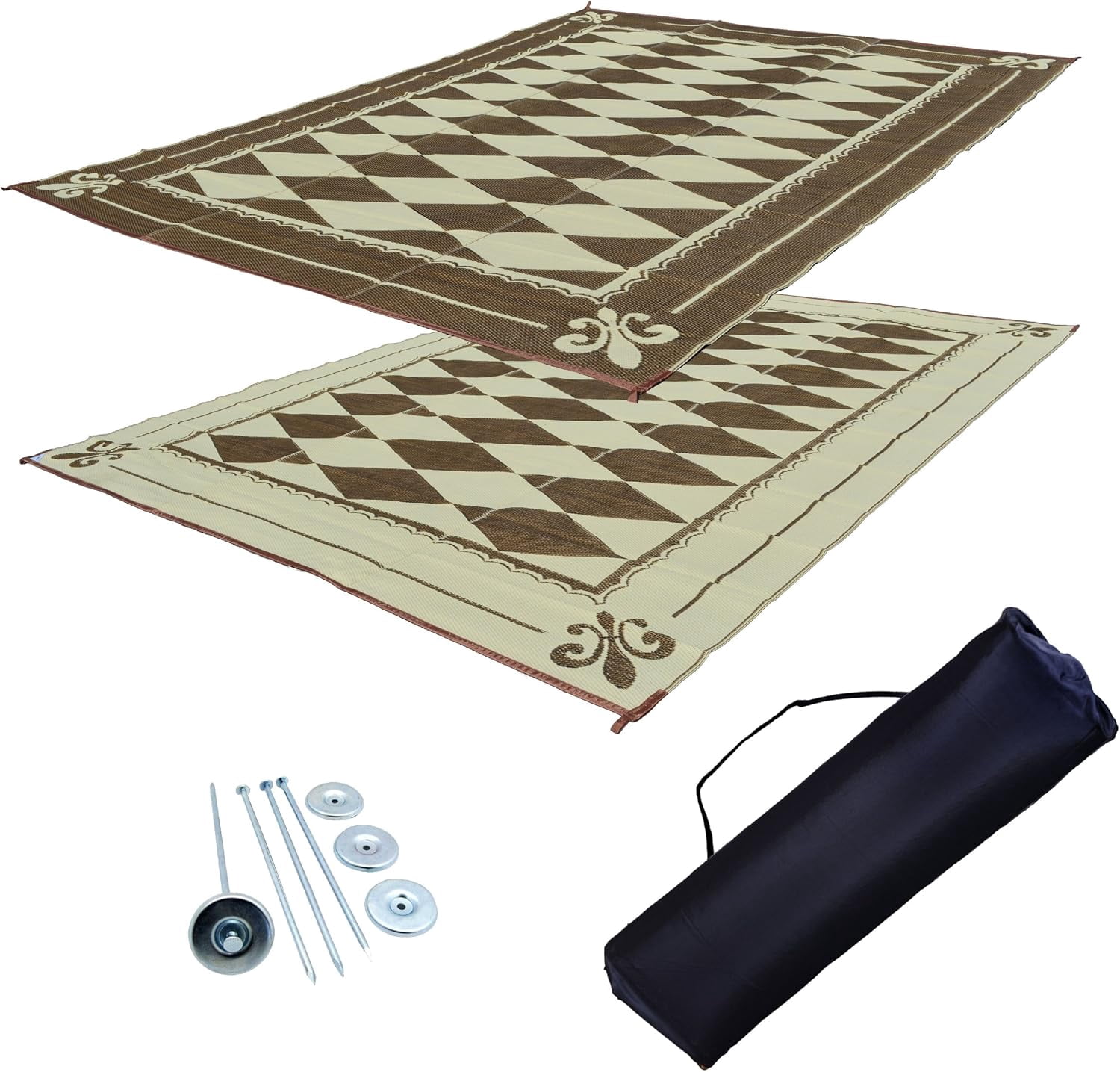 Reversible RV Outdoor Rug for Backyards, Beaches, Camping Grounds ...