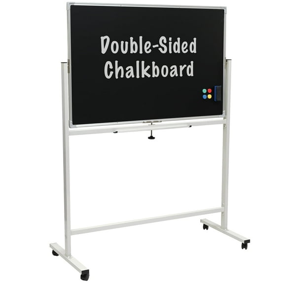 Reversible Rolling Magnetic Chalkboard - 48"x32" (White Frame)