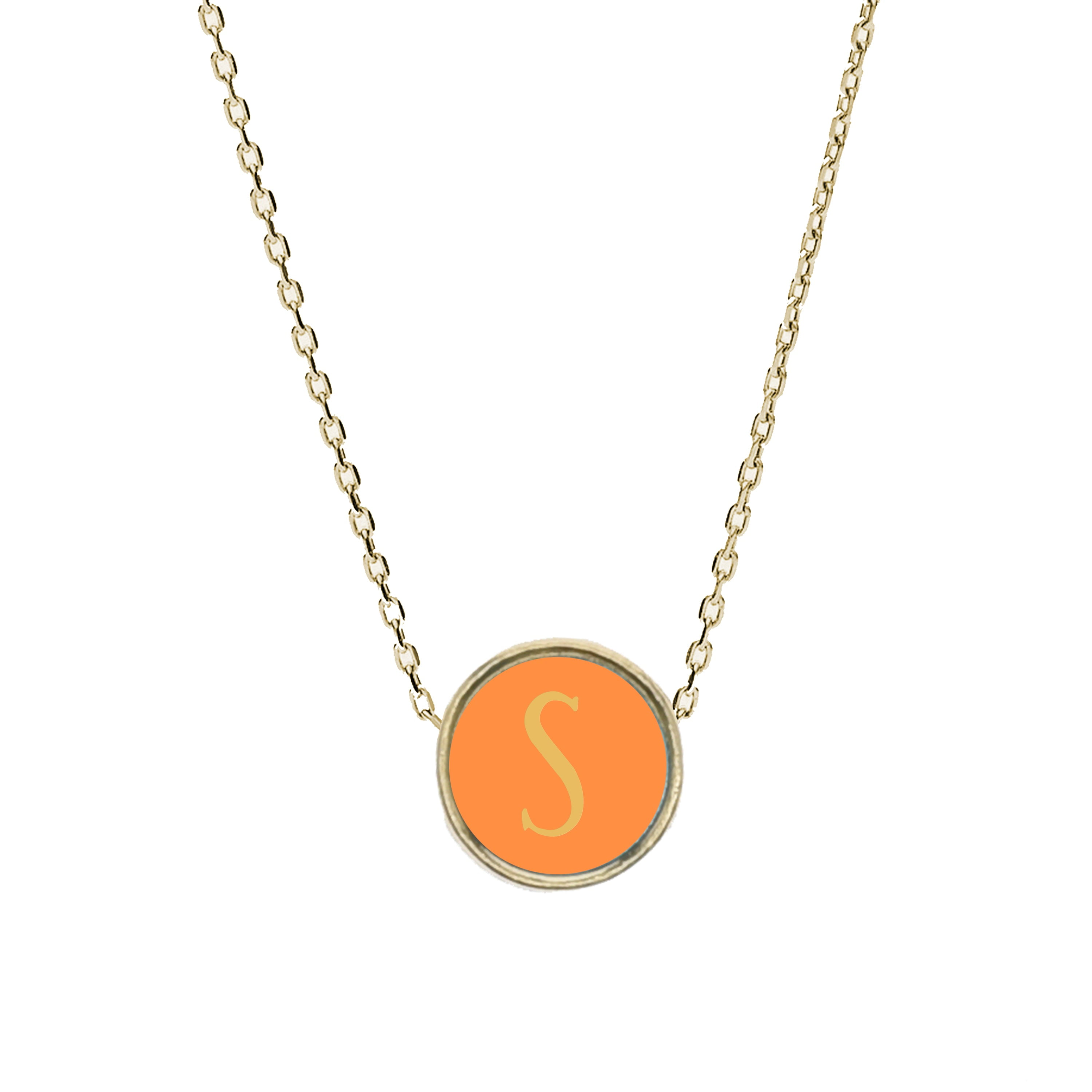 Round gold shop initial necklace