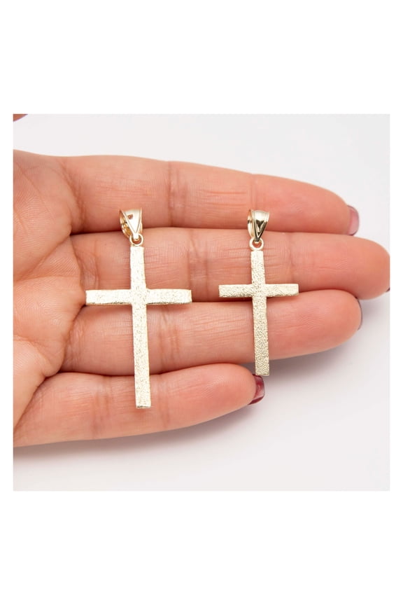 Reversible Satin Cross Pendant Unisex Adult 10K Solid Yellow Gold, All Sizes - Goldum NYC