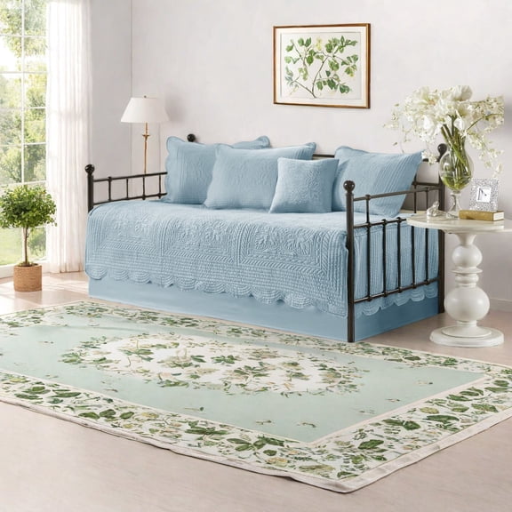 Reversible Scalloped Edge Bedding Sets Premium Polyester Farmhouse Style Twin Daybed Cover
