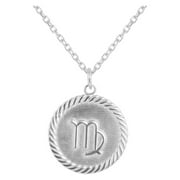 Reversible Scorpio Zodiac Sign Charm Coin Pendant Necklace in Sterling Silver (16 Inches)