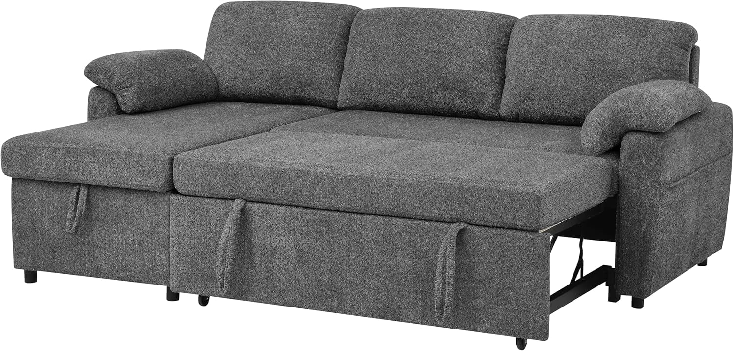 Reversible Sectional Sofa Couch, Sleeper Sofa Bed with Storage Chaise ...