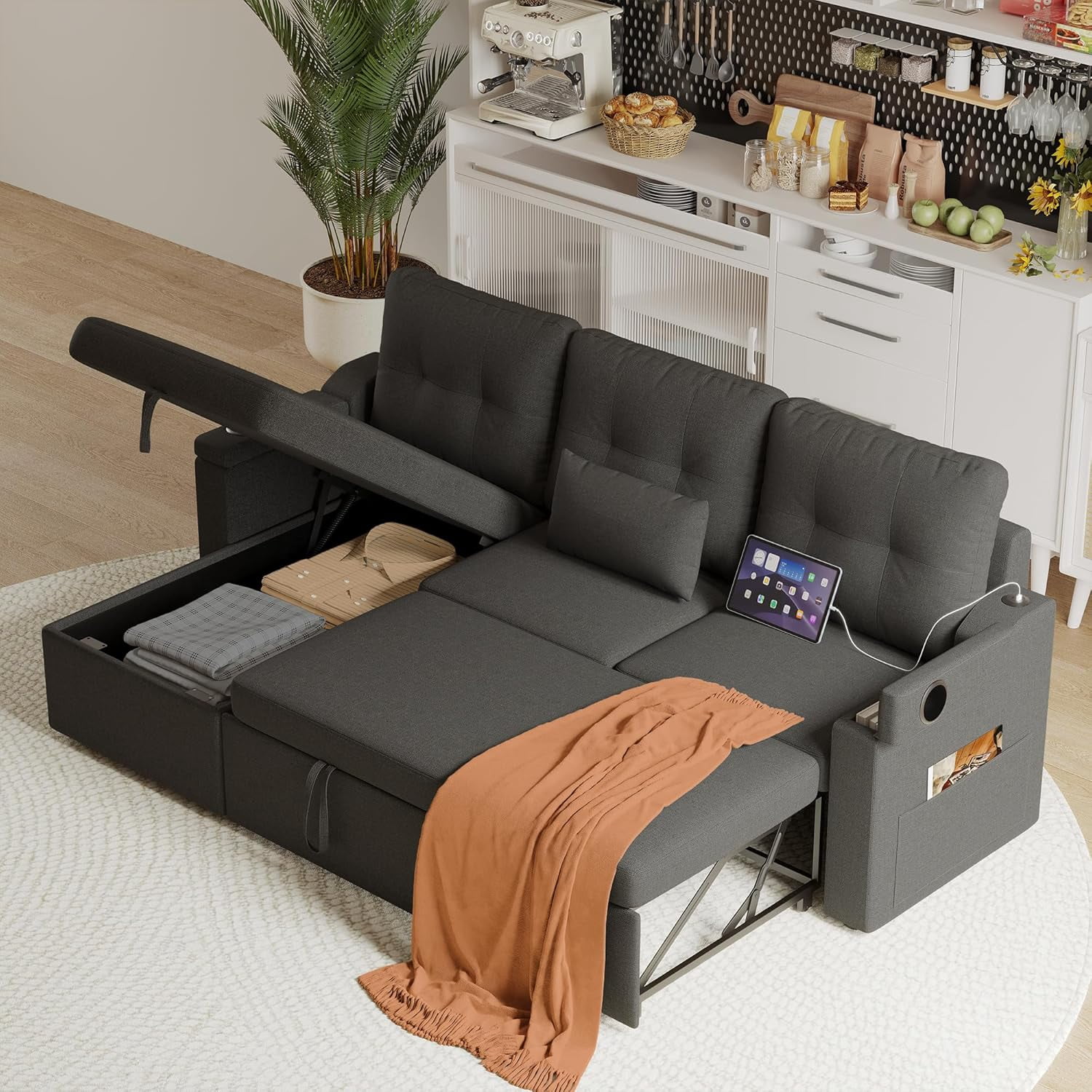 Reversible Sectional Sofa Couch, Sleeper Sofa, Sofa Bed with Storage ...