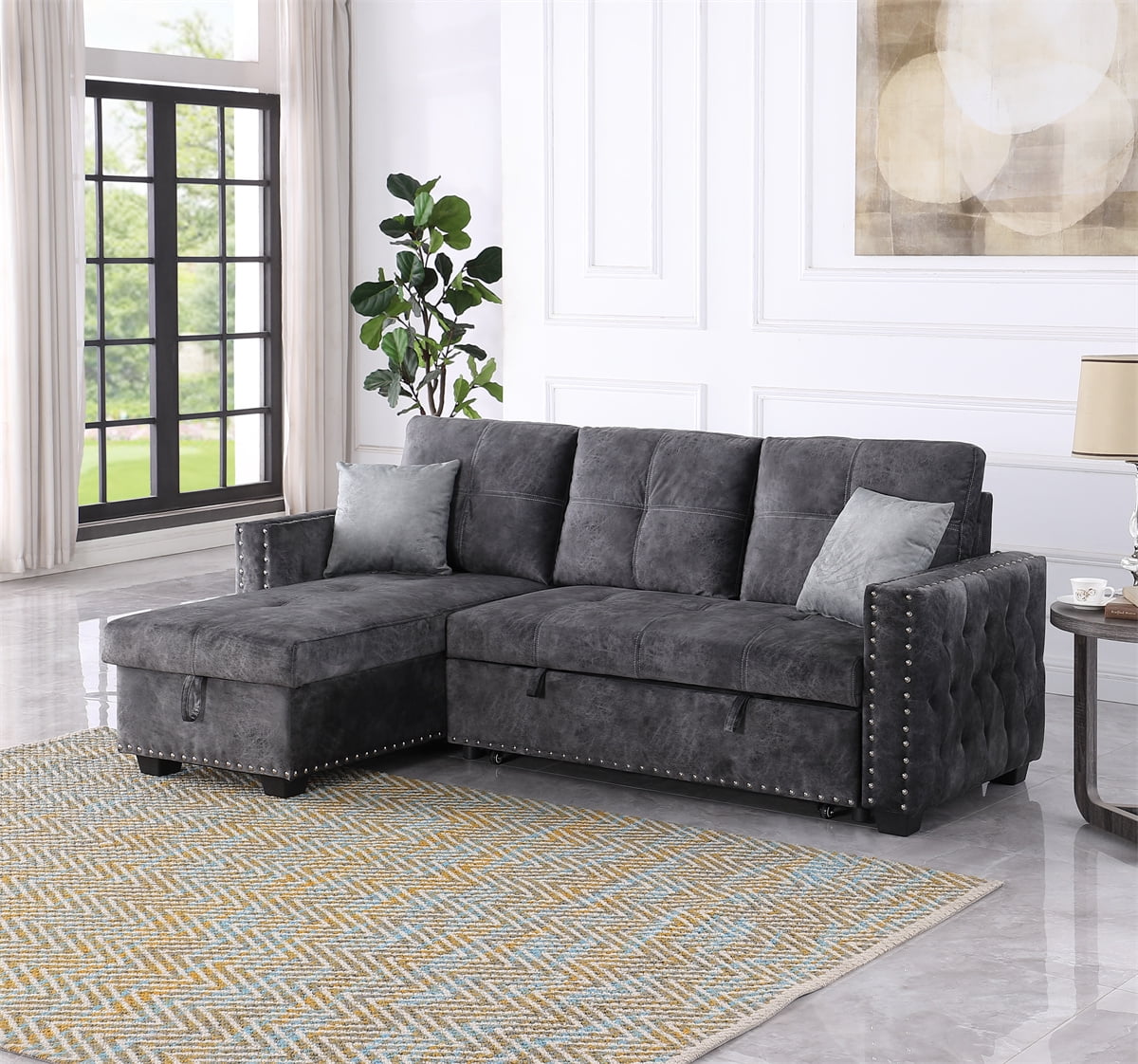 Reversible Sectional Storage Sofa Bed L Shape Corner Sofa Bed