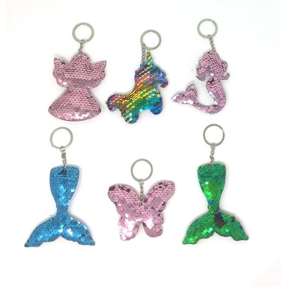 Reversible Sequin Flip Keychain Assorted 6 Pack