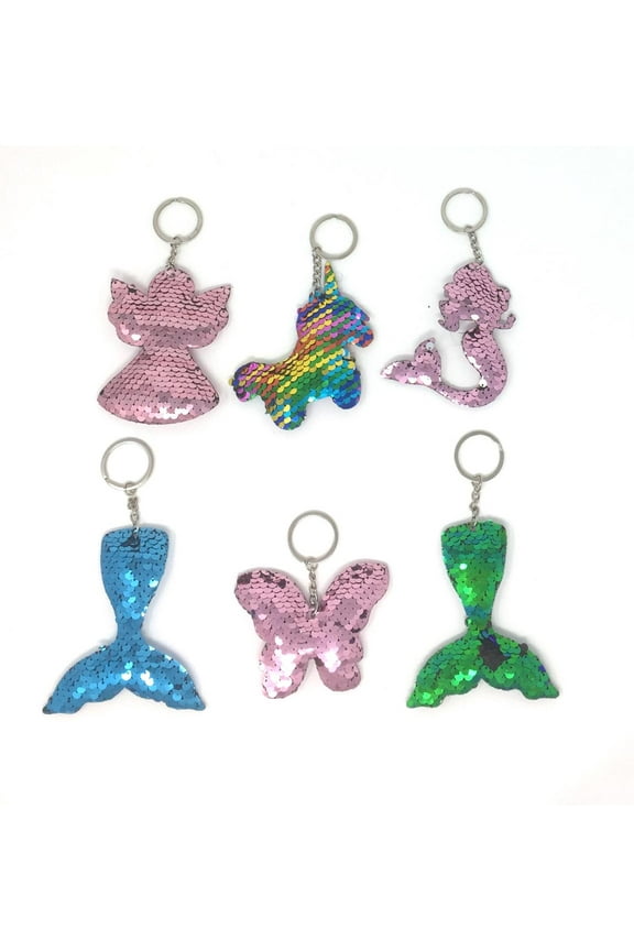 Reversible Sequin Flip Keychain Assorted 6 Pack
