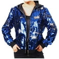 thumbnail image 1 of Reversible Sequin Jacket for Women Hooded Baseball Style Shimmering Outfit Lightweight Comfortable Fashionable Casual Wear, 1 of 2