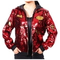 thumbnail image 1 of Reversible Sequin Jacket for Women Hooded Baseball Style Shimmering Outfit Lightweight Comfortable Fashionable Casual Wear, 1 of 2