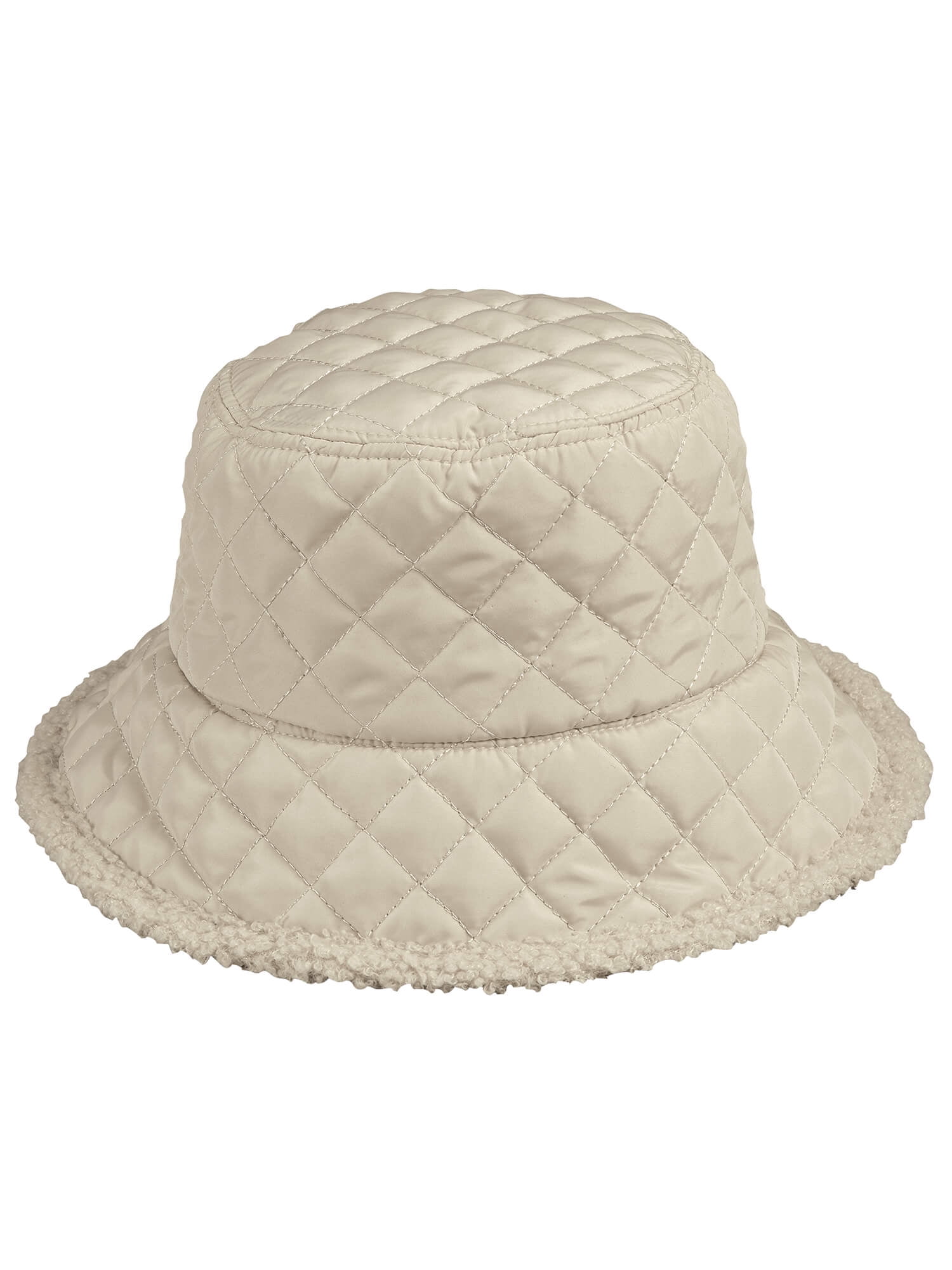 Rag & Bone Reversible Faux Fur/Quilted Bucket Hat Light Beige S/M, Cute Snuggle_Bucket_Ghost_2_Isolate  main image 2