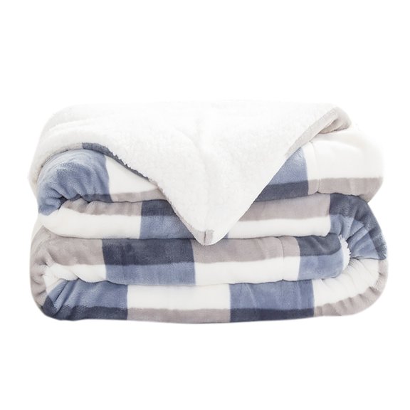 Reversible Sherpa Throw Blanket, Plaid Twin Bed & Couch Blanket - Soft Warm Cozy Checkered Thick Blanket for Home Decor and Gifts