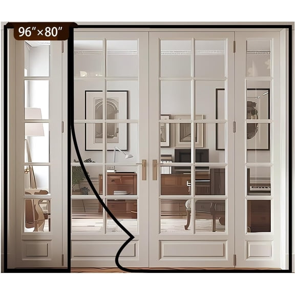 Reversible Side Opening Magnetic Screen Door for Sliding & French Doors,Upgraded PETG Mesh Anti-Tearing, Heavy Duty & Strong Magnetic, Pet and Kid Friendly - Screen Size 98"x82"