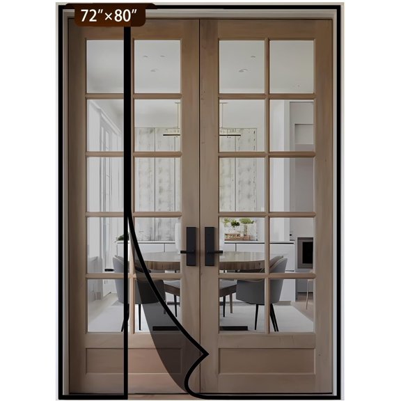 Reversible Side Opening Magnetic Screen Door for Sliding & French Doors,Upgraded PETG Mesh Anti-Tearing, Heavy Duty & Strong Magnetic, Pet and Kid Friendly - Screen Door 74"x82"