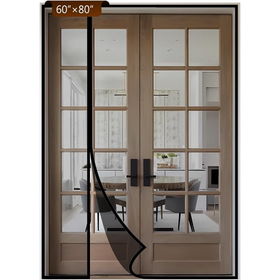 Reversible Side Opening Magnetic Screen Door for Sliding & French Doors,Upgraded PETG Mesh Anti-Tearing, Heavy Duty & Strong Magnetic, Pet and Kid Friendly - Screen Size 62"x82"