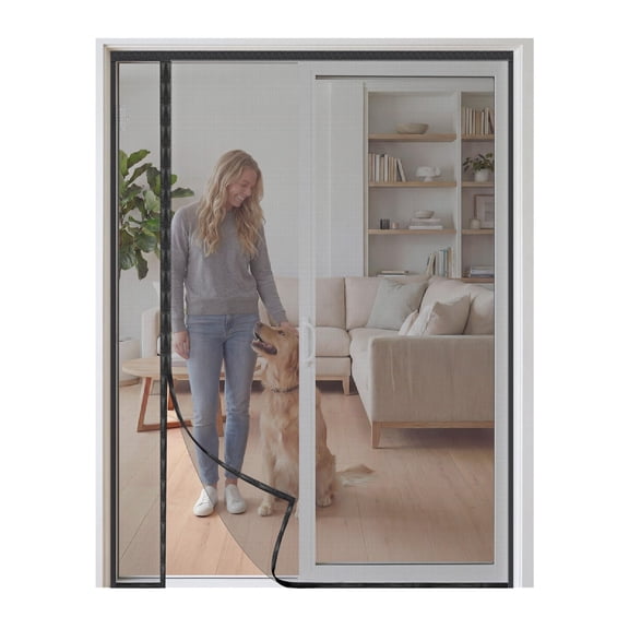 Reversible Side Openingic Screen Door For Sliding (60 X 80 Inch)  Heavy Duty FiberglWith 25 Pairss Fits Patio & Unblocked View