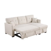 Reversible Sleeper Sectional Sofa with Storage Chaise and Pull Out Sleeper Bed