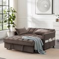 thumbnail image 1 of Reversible Sleeper Sofa ,Contemporary Corner Sectional Nail-Head with Pull-Out Sleeper and Side Pocket,3 in 1 Velvet Loveseat Sofa for Living Room Apartment, Brown, 1 of 5