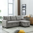 thumbnail image 1 of Reversible Sleeper Sofa, bed,Sectional Storage Sofa Bed,2 seats Corner Sofa Bed With big Storage chaise,, skin-feeling velvet fabric for Living Room Furniture Light Grey, 1 of 9
