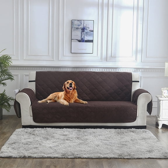 Reversible Sofa Cover with Elastic Straps, Water Resistants Furnitures Protector for Pet Owners, Non-Sliping Cushion Slipcover with Foam Grippers, 68.11x75.59in