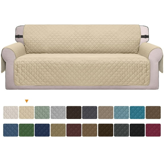 Reversible Sofa Cover Machine Washable Couch Cover Water Resistant Slipcover Non Slip Furniture Protector for Dogs, Children, Pets, Sofa Size, Khaki 2