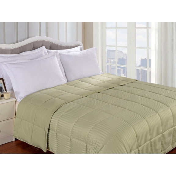 Reversible Solid and Stripes Lightweight Microfiber Comforter Blanket Sage / Full/Queen
