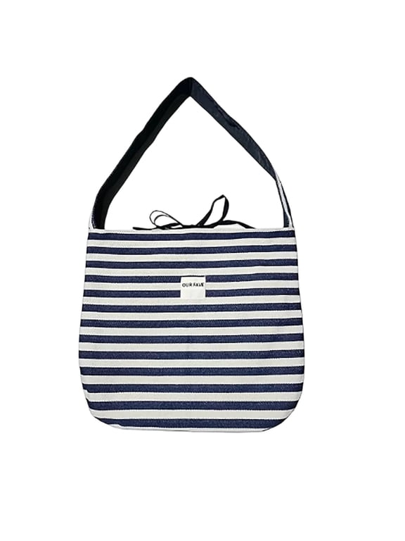 Reversible Striped Crossbody Sling Bag Adjustable Strap Lightweight Spacious Storage for Daily Casual Outdoor Outing Use