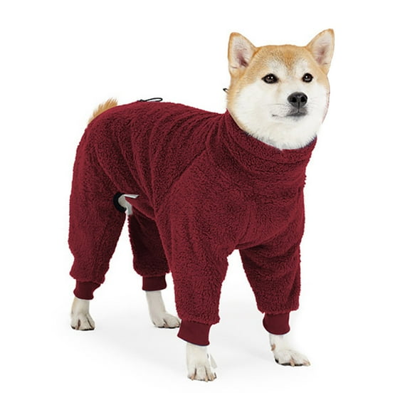 Reversible Thermal Dog Coat Four Leg Outfit Double-Sided Fleece Winter Pajamas For Active Pets Small To Large