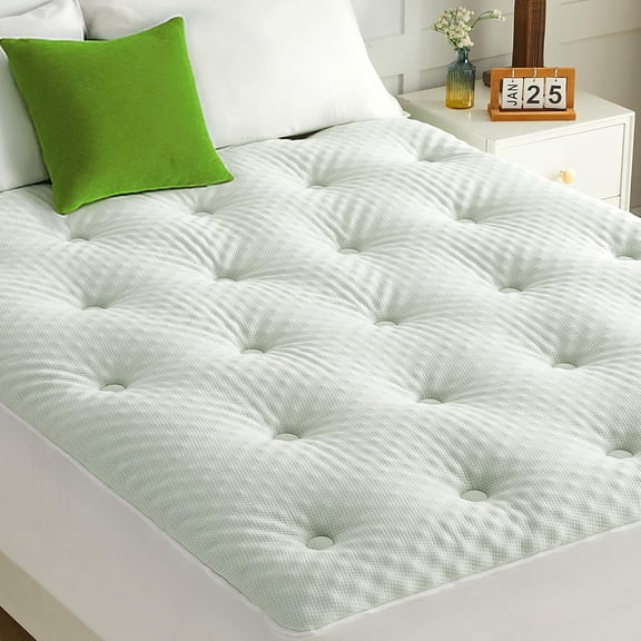 Reversible Twin Mattress Topper with Egg Crate Memory Foam Bamboo Viscose Cover and Waterproof Deep Pocket Design 39 x 75 Inches