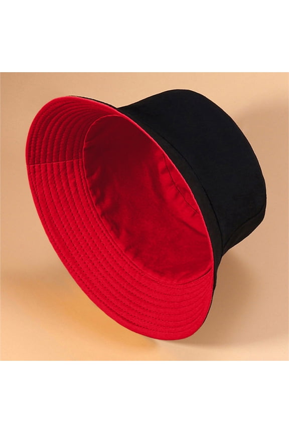 Reversible Two Tone Fisherman Hat, Double Sided Sun Hat for Women Men, Foldable Wide Brim Sun Protection Hat for Travel Beach Hiking and Everyday Sun Shade - Red