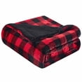 thumbnail image 1 of Reversible Velvet & Sherpa Throw Blanket, Buffalo Red & Black, 1 of 1