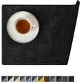 thumbnail image 1 of Reversible Vinyl Placemats Set of 6, Faux Leather 100% Waterproof Oil-Proof Wipeable Place Mats, Heat Resistant Dual Sided Table Mats for Kitchen/Dining/Party (Black, 12 x 18 Inch), 1 of 6